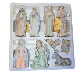 Lefton "The Christopher Collection"  9 Piece Nativity Set Vintage , Complete